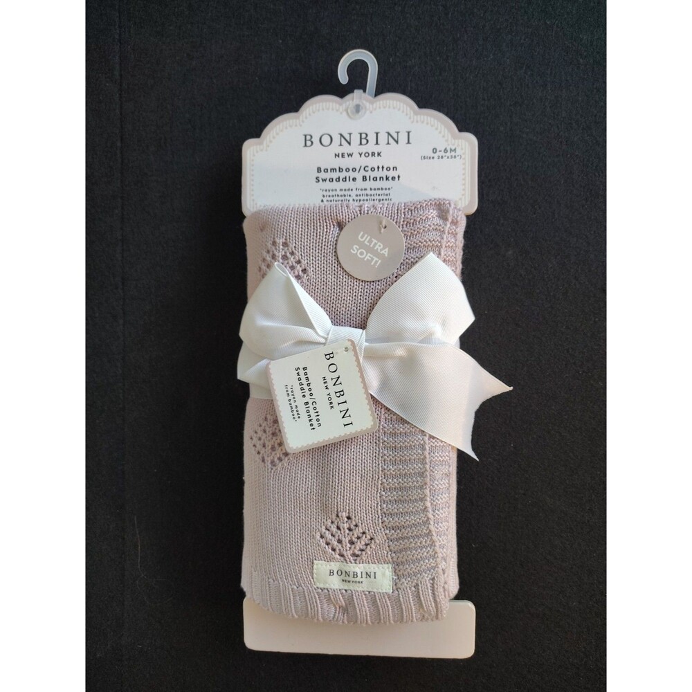 Bonbini Bamboo Baby Swaddle Blanket Ultra Soft Knit 38"X28" New Dusty Rose Mauve